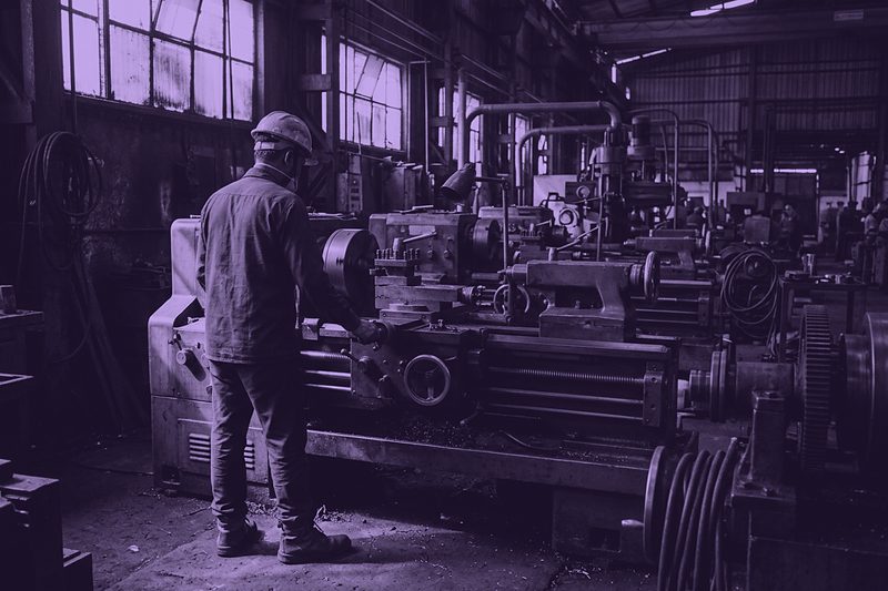 A factory floor with machines at work